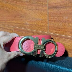 Salvatore Ferragamo Coral Belt with Gold Accent